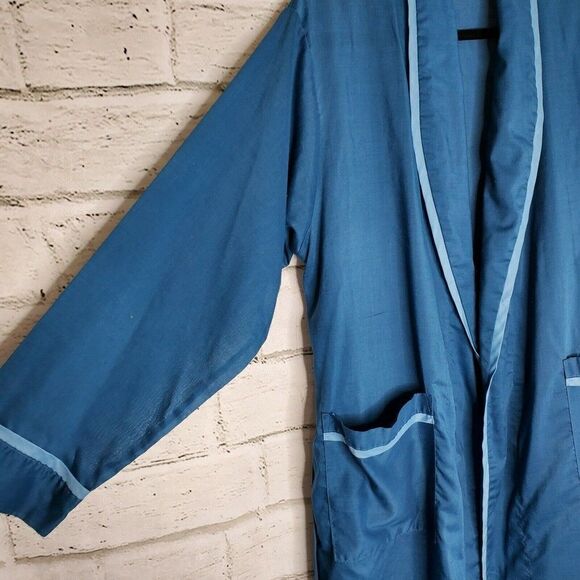 Vintage Robe By Weldon Blue Polyester Mens Robe With Belt Medium - Picture 7 of 9